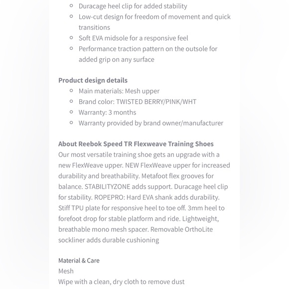 Reebok Speed TR Flexweave Training Shoe Sport Sneaker Gym Workout Exercise Run x - Picture 9 of 10